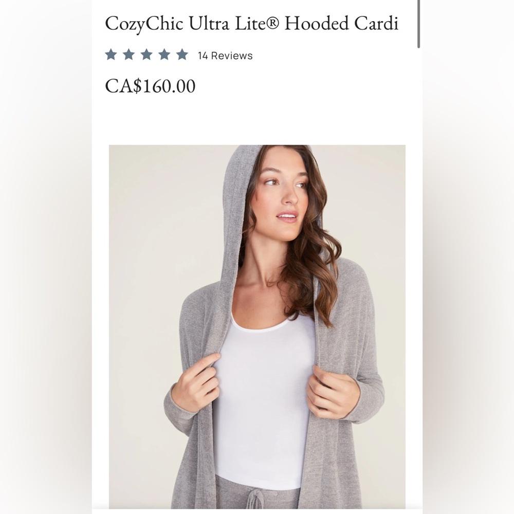 Barefoot Dreams Cozychic Ultra lite Hooded Cardigan in light lilac purple